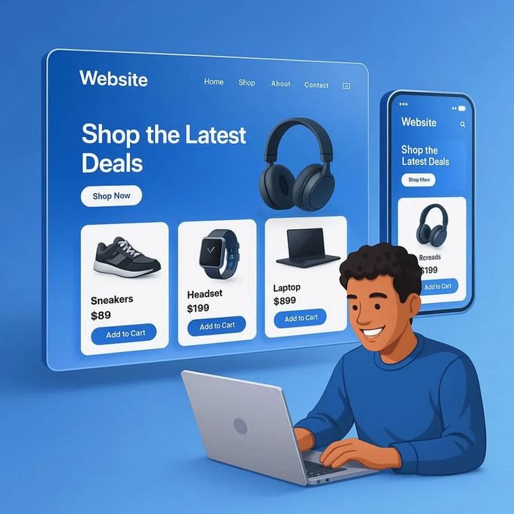 E-commerce website on multiple devices